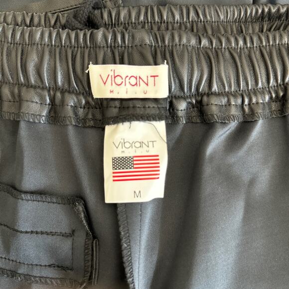 Vegan Leather Jogger Pants by VIBRANT M.I.U Size Medium Black - Picture 7 of 9